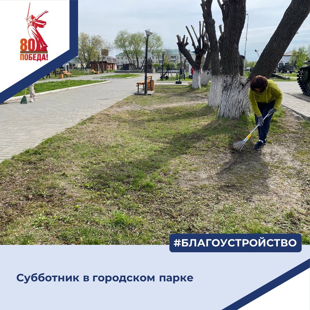 Субботник в городском парке.